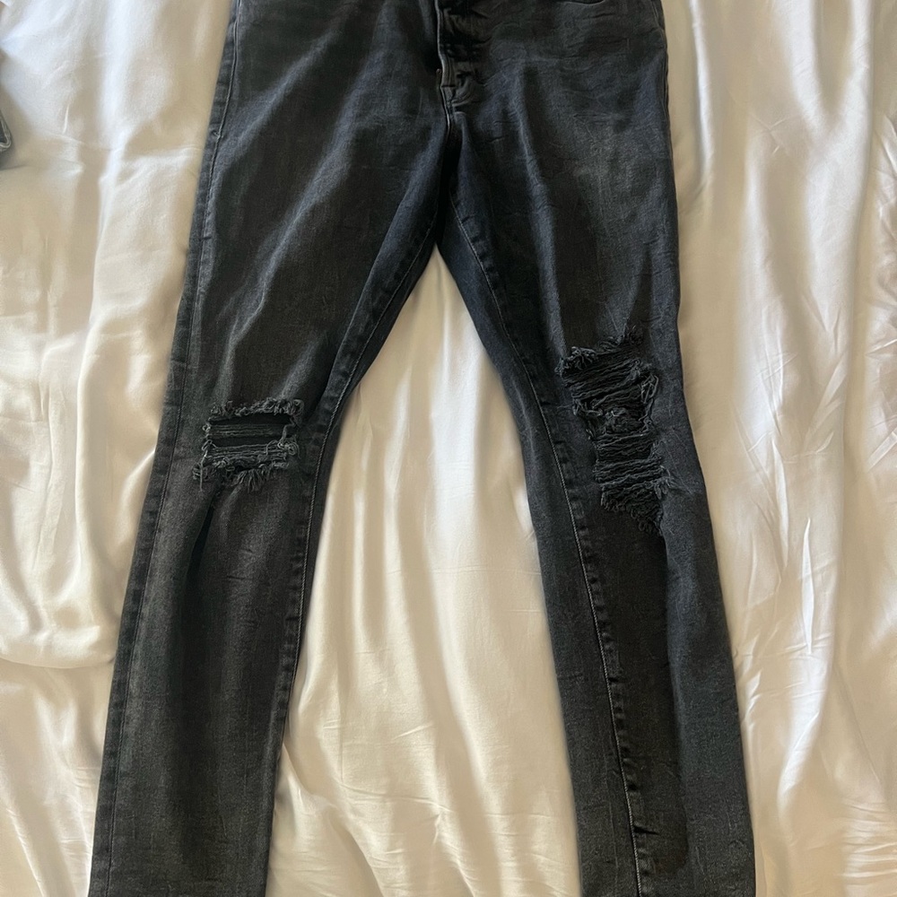 Good American Jeans -Distressed light Black skinny Jeans-
